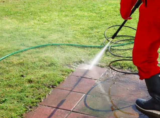 This image shows pressure washing service in Roseville.